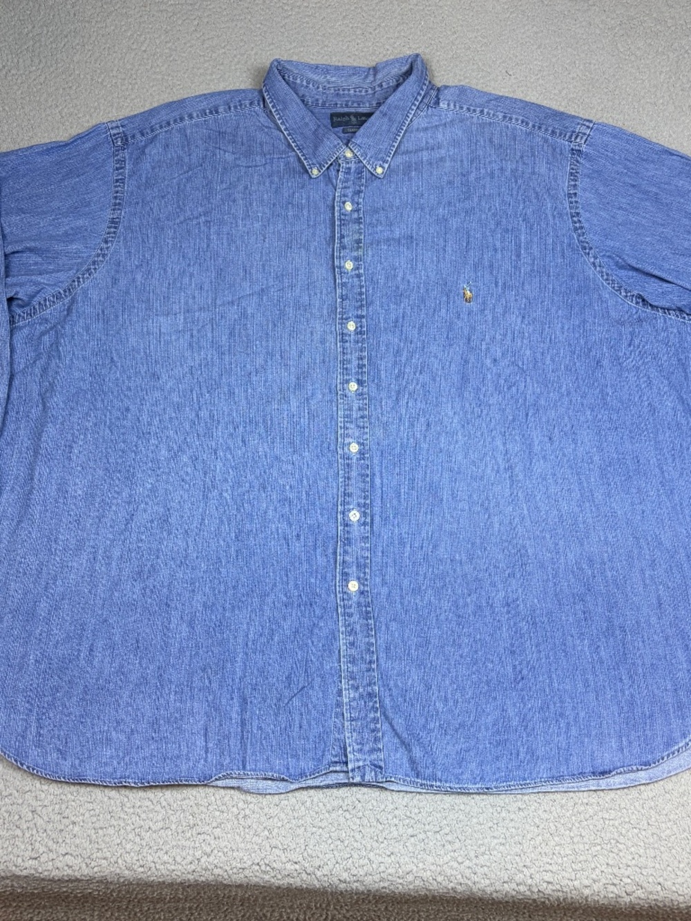 Ralph Lauren Shirt Mens 6XB Big Blue Denim Button Down Cotton Casual